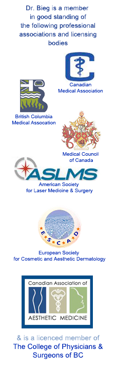 Dr. Bieg is a member in good standing of the following professional skin care, medical associations and licensing bodies